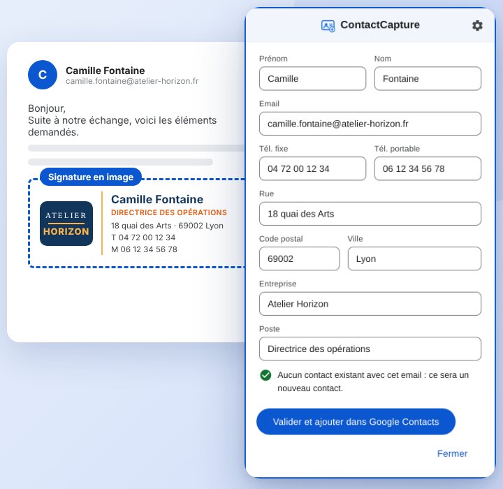 Une signature insérée sous forme d'image, reconnue par ContactCapture